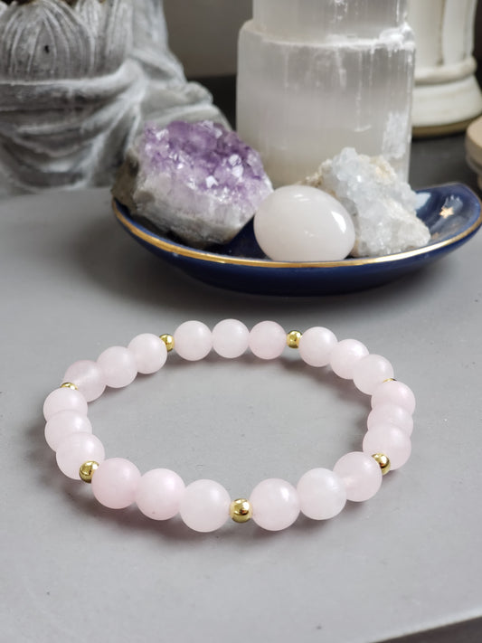 Quartz rose mât et or